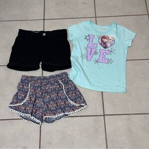 Frozen & Wonder Nation Kids‎ Girls Shirts, Shorts size M(7-8).